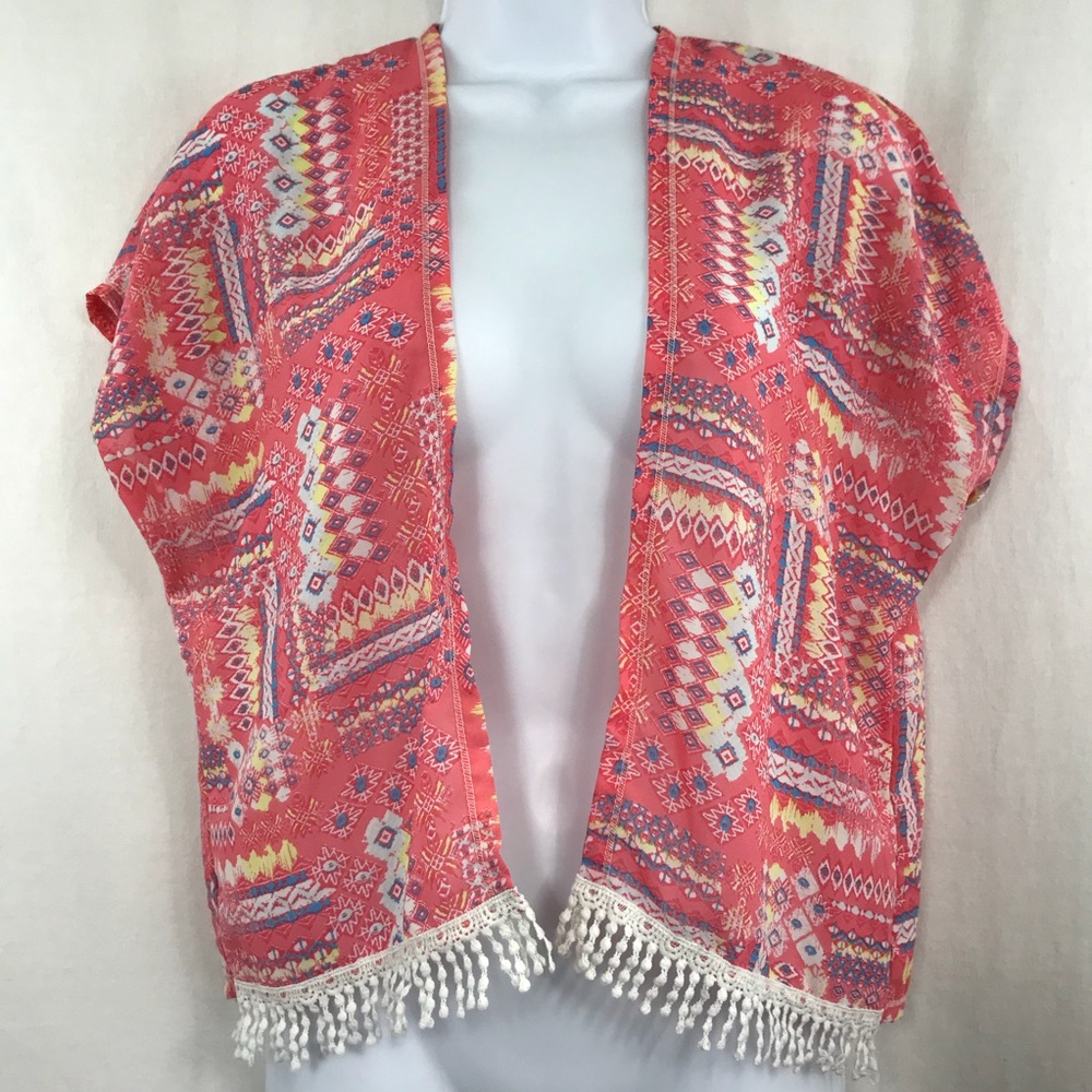 Salmon Aztec Boho Bolero
